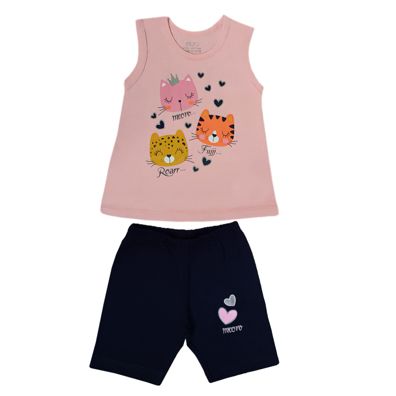 خرید و قیمت ست تاپ و شلوارک نوزادی بیبی بو طرح گربه های ملوس مدل 2-9521