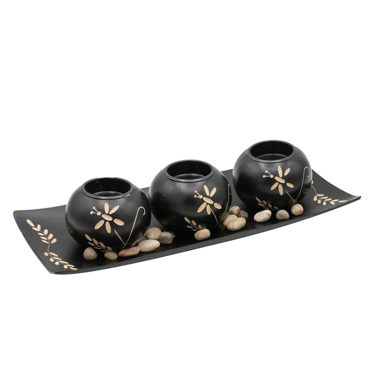 جاشمعی مدل خمره ای طرح سنبل برجسته مجموعه 4 عددی