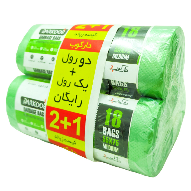 خرید و قیمت کیسه زباله دارکوب مدل DAR_ZROL-MED18 سه بسته 18 عددی