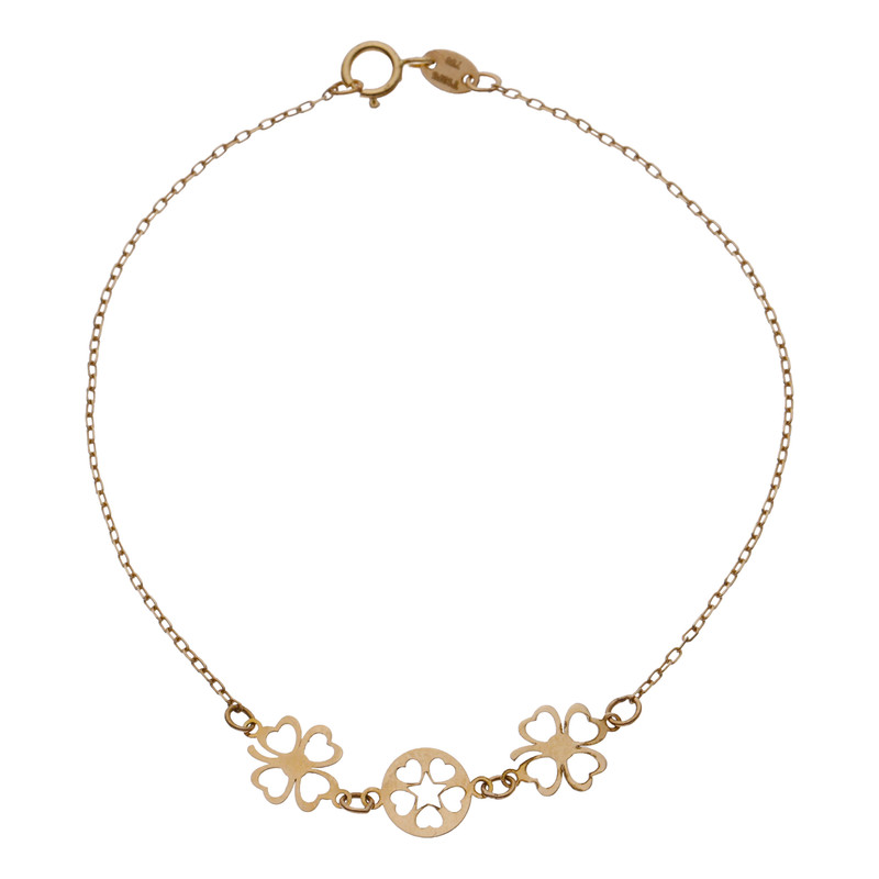 دستبند طلا 18 عیار زنانه مایا ماهک مدل MB1593 طرح قلب و شبدر