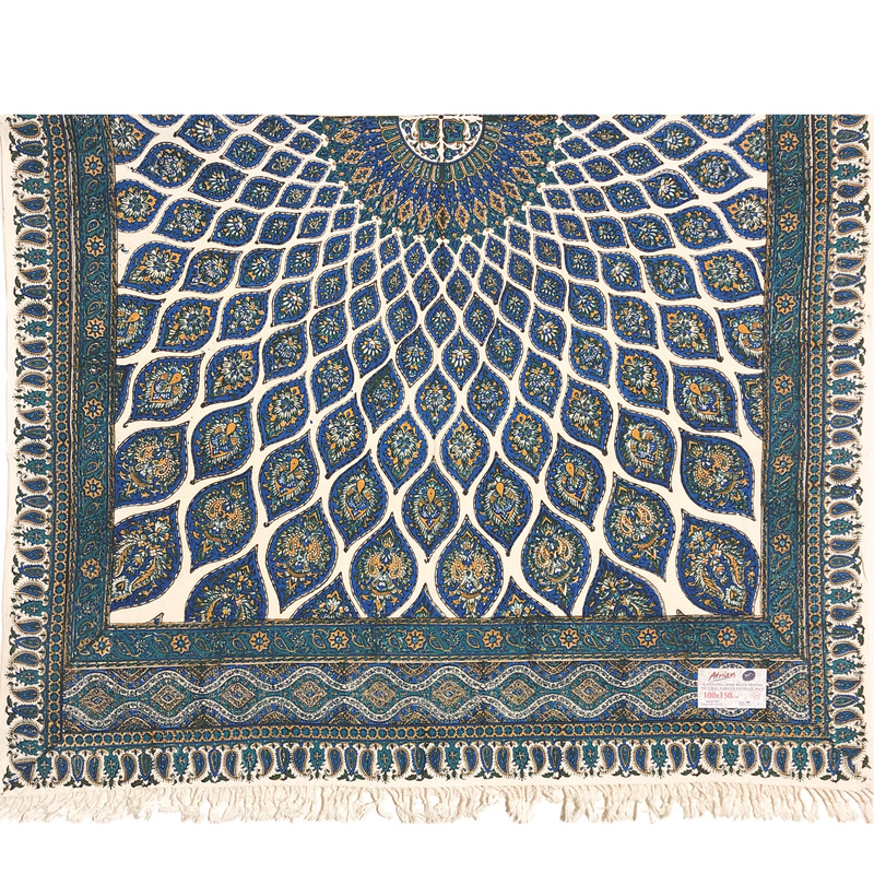 رومیزی قلمکار ممتاز اصفهان اثر عطريان طرح مسجد شیخ لطف اله مدل G125سایز 100*150 سانتی متر