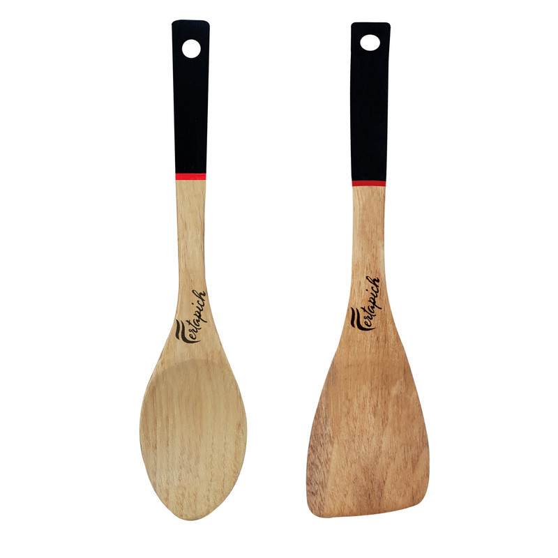 سرویس کفگیر و ملاقه 2 پارچه فرتاپیچ مدل چوبی کد 044