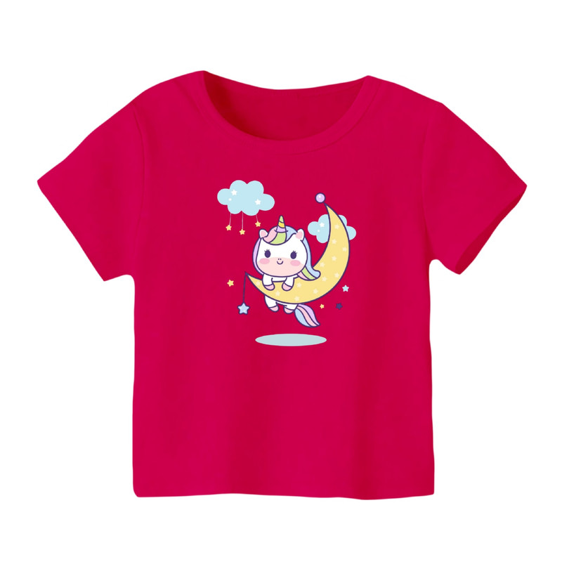 خرید و قیمت تی شرت آستین کوتاه بچگانه مدل یونیکورن کد ۲۵ رنگ سرخابی