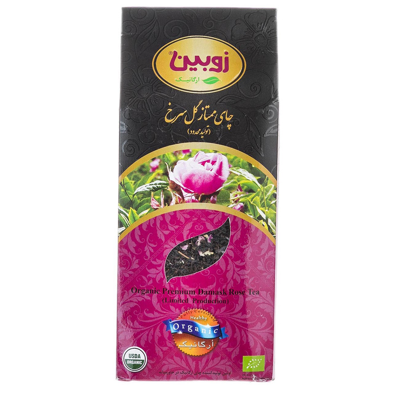 خرید و قیمت چای سیاه مخلوط با گل سرخ ارگانیک زوبین - 180 گرم