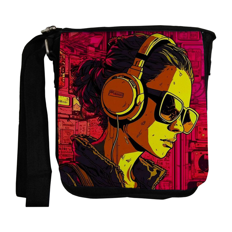 خرید و قیمت کیف دوشی بچگانه طرح دختر و هدفون کد dko259