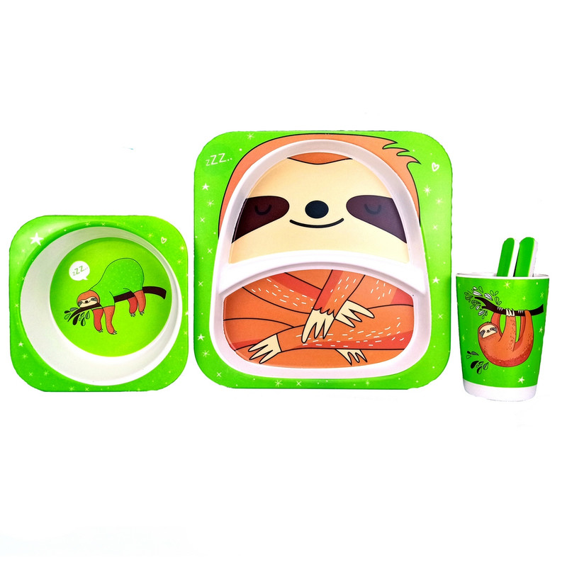 ظرف غذای 5 تکه کودک بامبو کیدز ست طرح راکون کد 3047