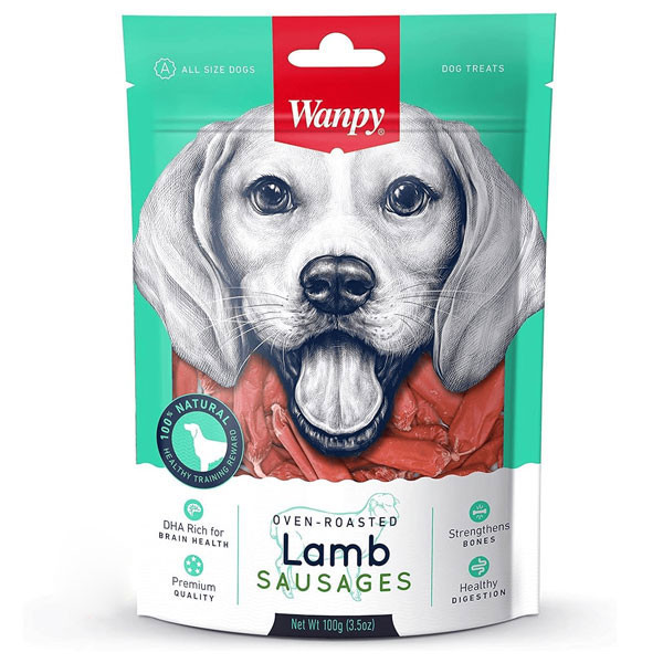 تشویقی سگ ونپی مدل سوسیس طعم بره وزن 100 گرم