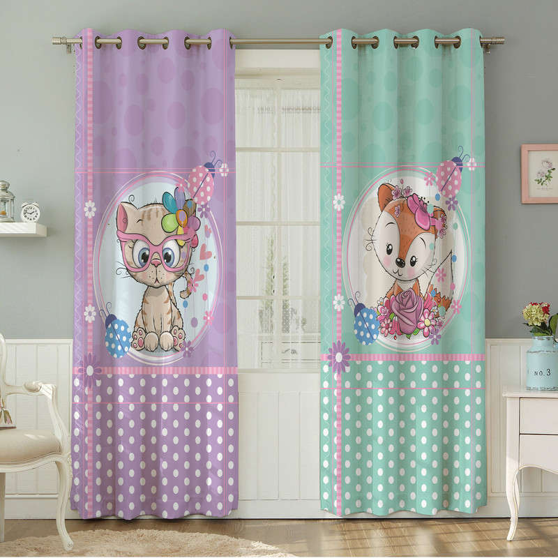 خرید و قیمت پرده نیروانا طرح کودک مدل مخمل کد 4971سایز 140×280 سانتی متر