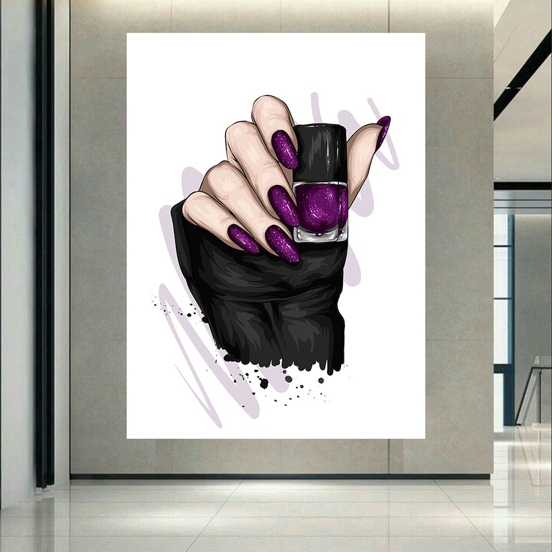 پوستر طرح مانیکور مدل لاک بنفش کد AR305009