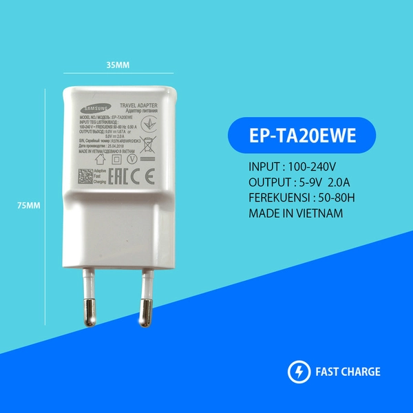  شارژر دیواری مدل EP-TA20EWE به همراه کابل تبدیل USB-C / microUSB4