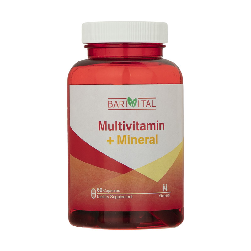 خرید و قیمت کپسول مولتی ویتامین + مینرال Multivitamin + Mineral باریویتال بسته 60 عددی