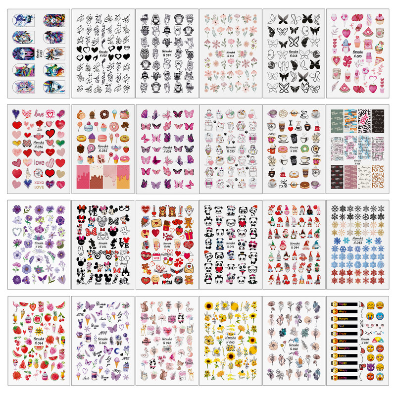 خرید و قیمت برچسب لنز ناخن مدل گلچین کد N302 مجموعه 24 عددی