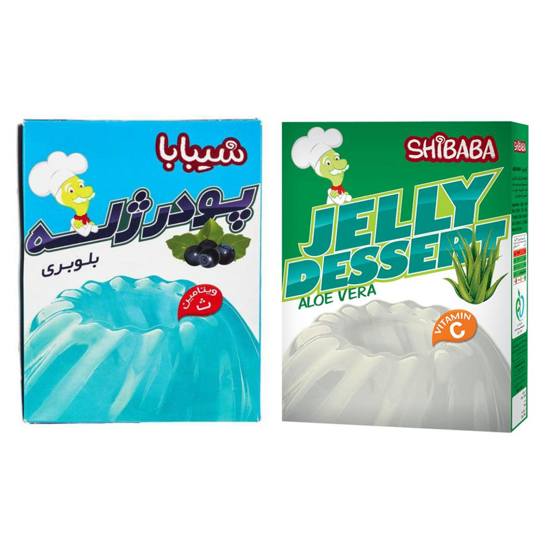پودر ژله بلوبری و الوئه ورا شیبابا -100 گرم مجموعه 2 عددی