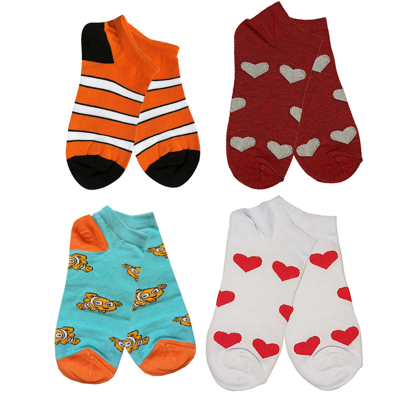 جوراب ساق کوتاه زنانه مدل قلب و نمو بسته 4 عددی