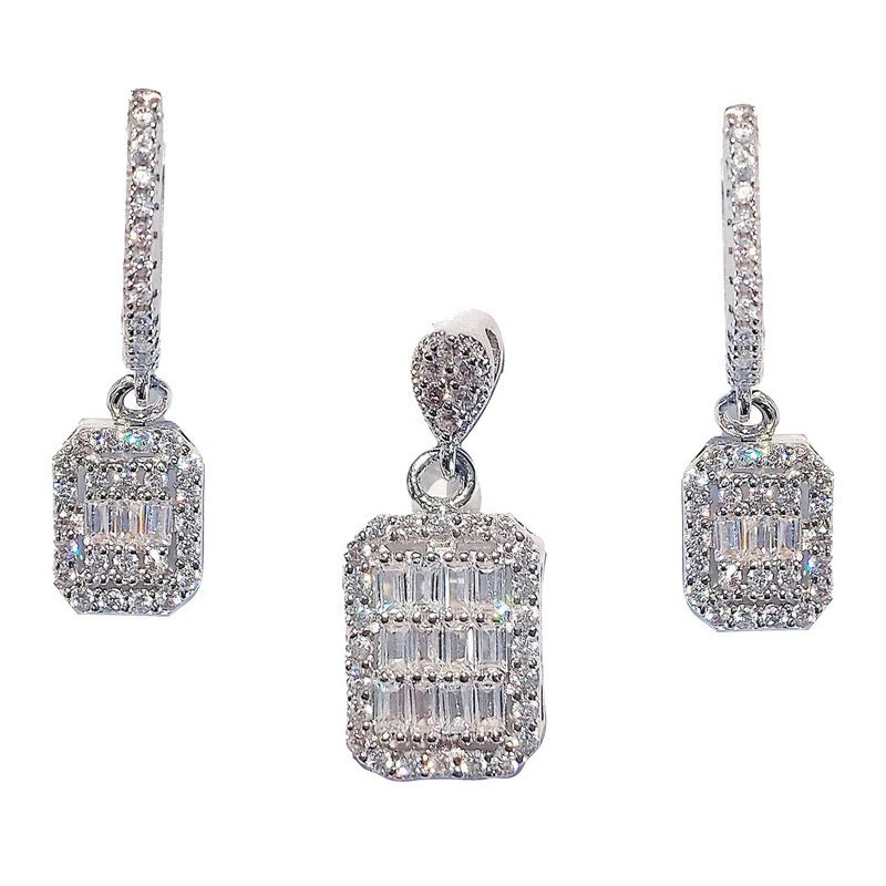 نیم ست نقره زنانه مدل امرالدکات BS 20