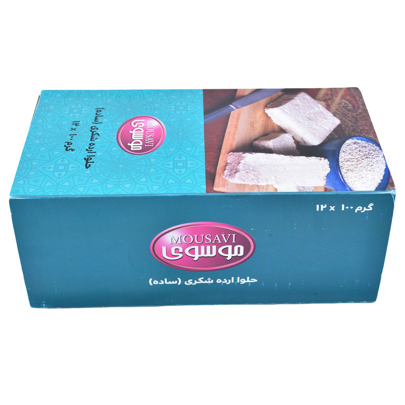 خرید و قیمت حلوا ارده شکری موسوی - 100 گرم بسته 12 عددی