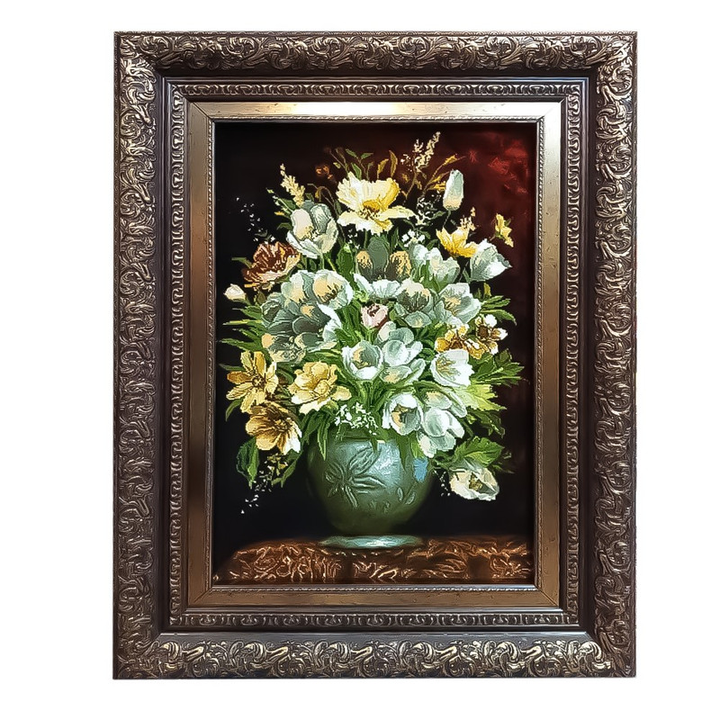 تابلو فرش دستباف مدل گل طولی