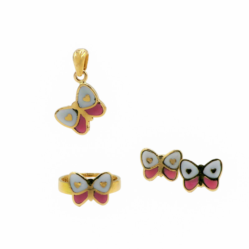 نیم ست طلا 18 عیار دخترانه مدل پروانه