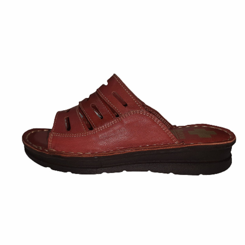 خرید و قیمت دمپایی زنانه مایان مدل سه بند رنگ زرشکی