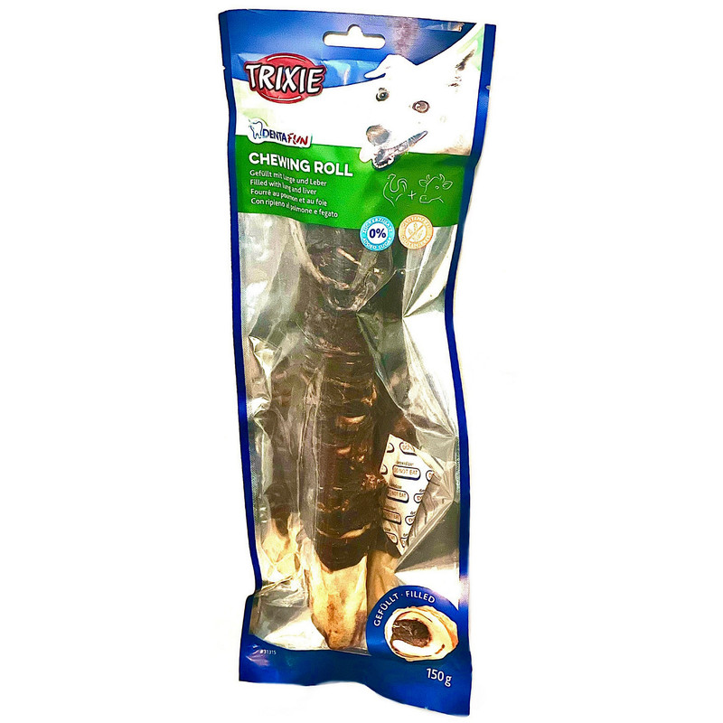 تشویقی سگ تریکسی مدل chewing rolls با طعم مرغ و گوشت گاو وزن 150 گرم