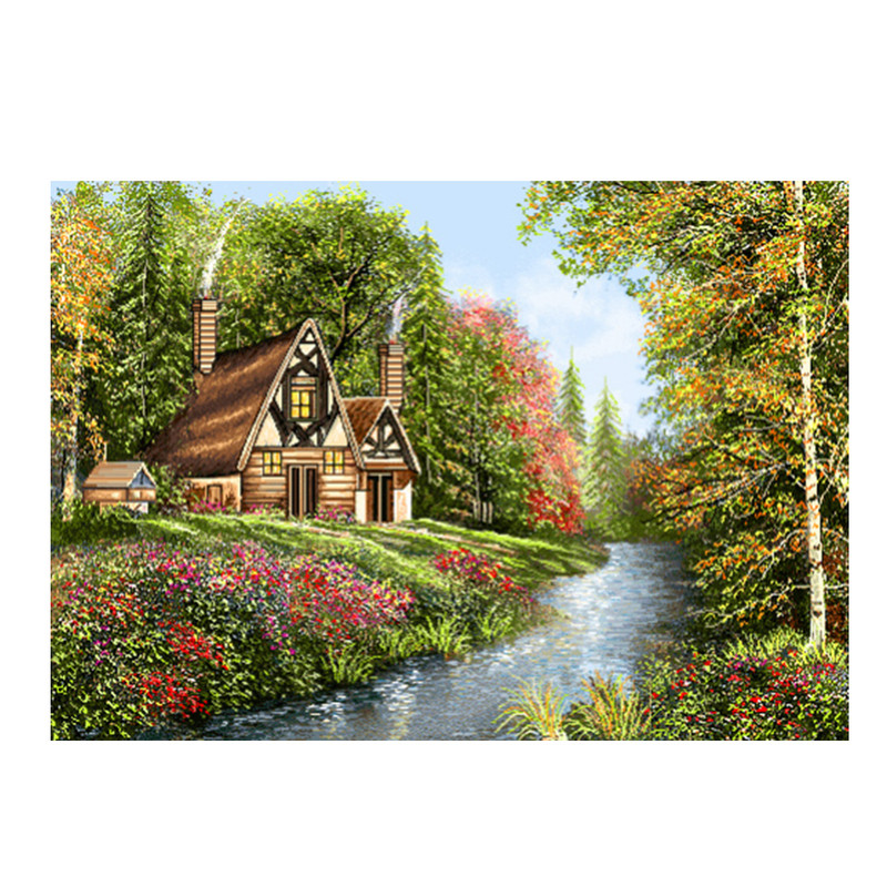 خرید و قیمت نخ و نقشه تابلوفرش طرح منظره کد 2367