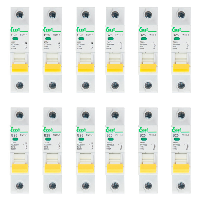 فیوز مینیاتوری تکفاز 25 آمپر بدیع مدل B25 بسته 12 عددی