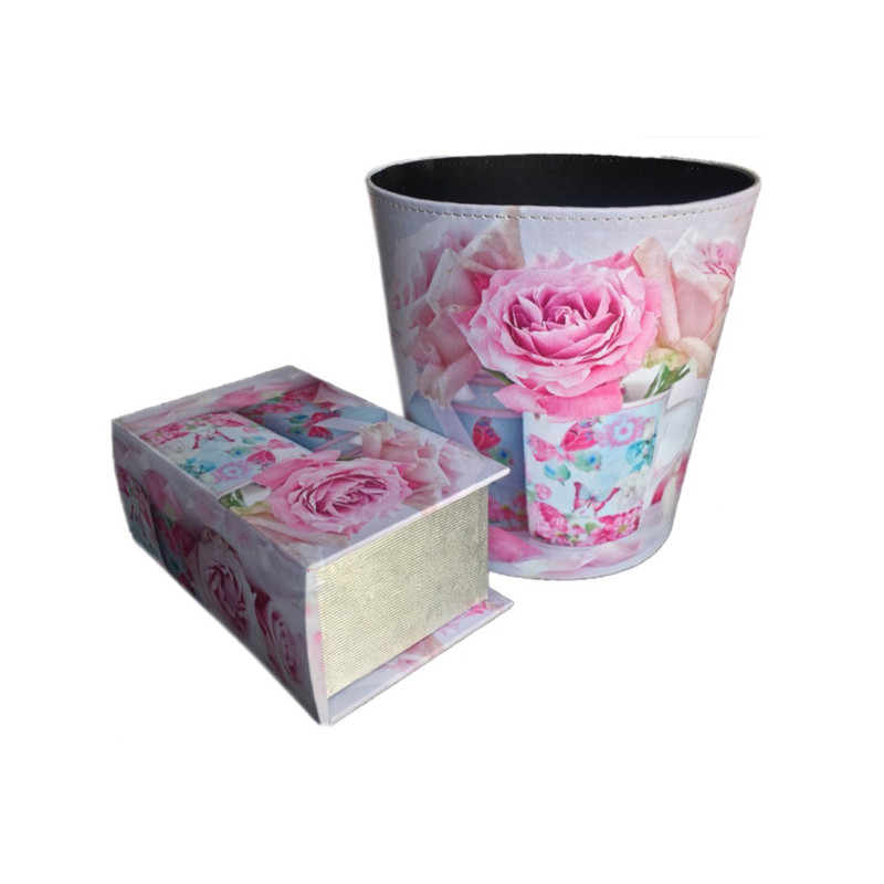 ست سطل و جا دستمال کاغذی خانه سفید کد 04