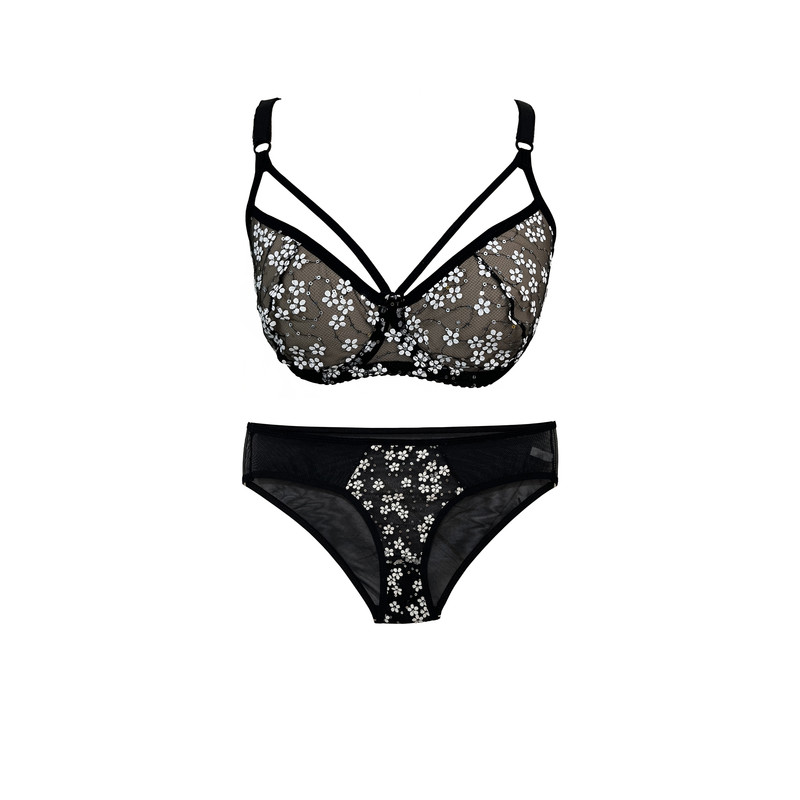 ست شورت و سوتین زنانه مدل دانتل گلدار MS001