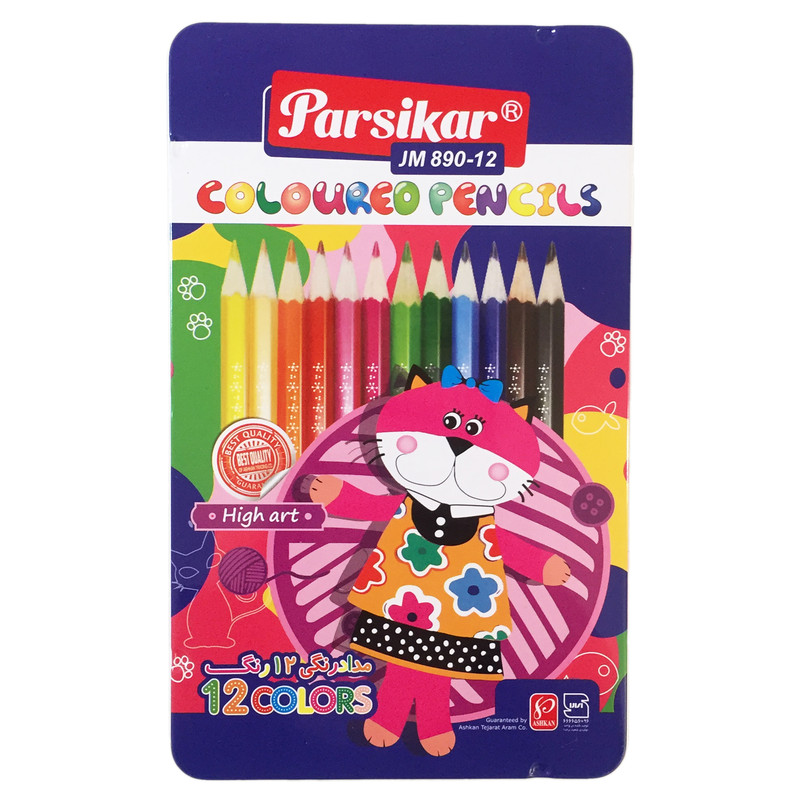 مداد رنگی 12 رنگ پارسی کار مدل JM890-12 Cat