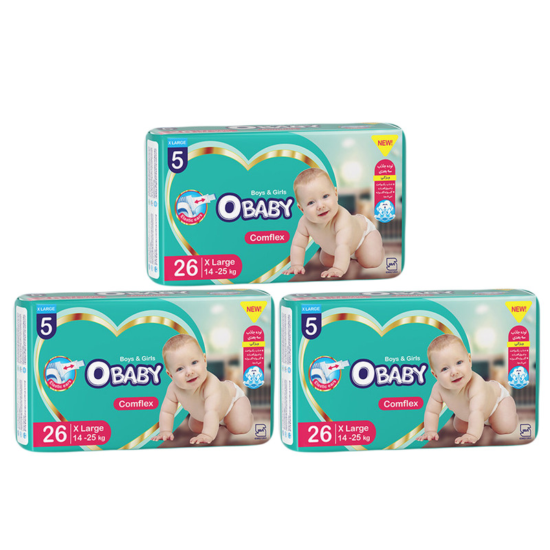 پوشک بچه او بیبی مدل A10 سایز 5 سه بسته 26 عددی