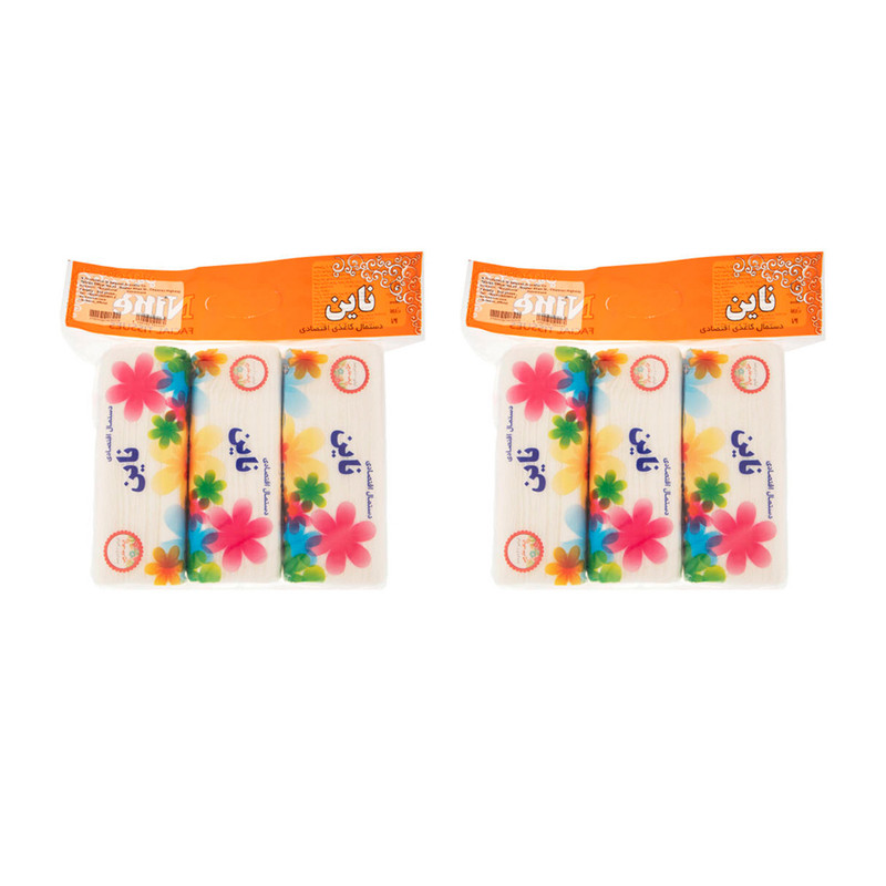 دستمال کاغذی 300 برگ ناین مدل Flower دو بسته سه عددی