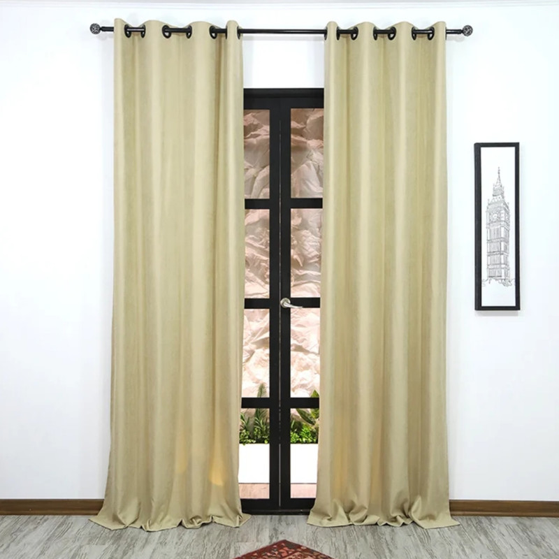 پرده مدل پانچ کتان طرح دار سایز 140*275 سانتی متر