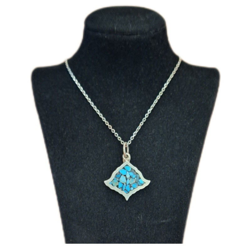 گردنبند نقره زنانه مدل فیروزه کوب کد ZIF66