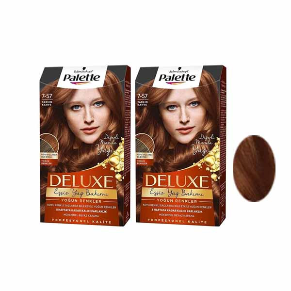 خرید و قیمت کیت رنگ مو پلت سری DELUX شماره 57-7 حجم 60 میلی لیتر رنگ دارچینی مجموعه 2 عددی