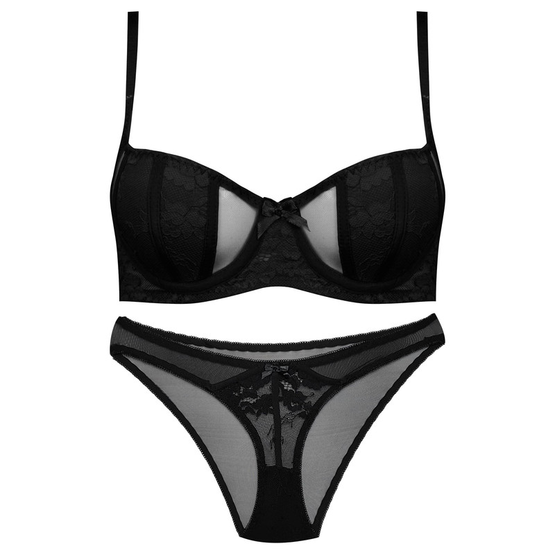 خرید و قیمت ست شورت و سوتین زنانه ماییلدا مدل فنردار گیپوری کد 4755 رنگ مشکی