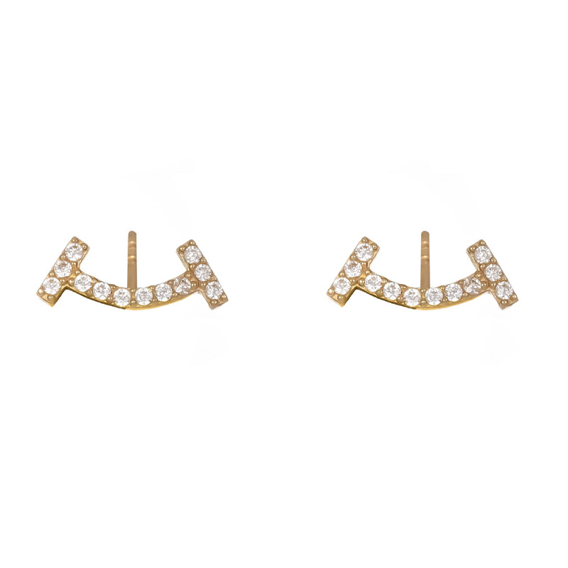 گوشواره طلا 18 عیار زنانه جواهری حقانی مدل مینیمال تیفانی کد tku