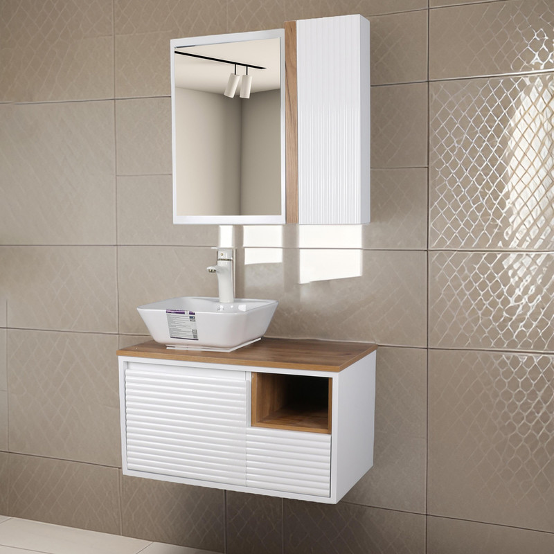 ست کابینت و روشویی دلفین مدل ZN-R12-7040 به همراه آینه و باکس