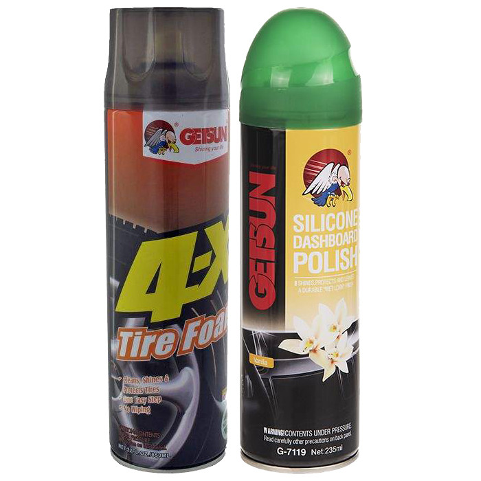 اسپری تمیز کننده تایر گتسان مدل G1008-7119 به همراه اسپری واکس داشبورد