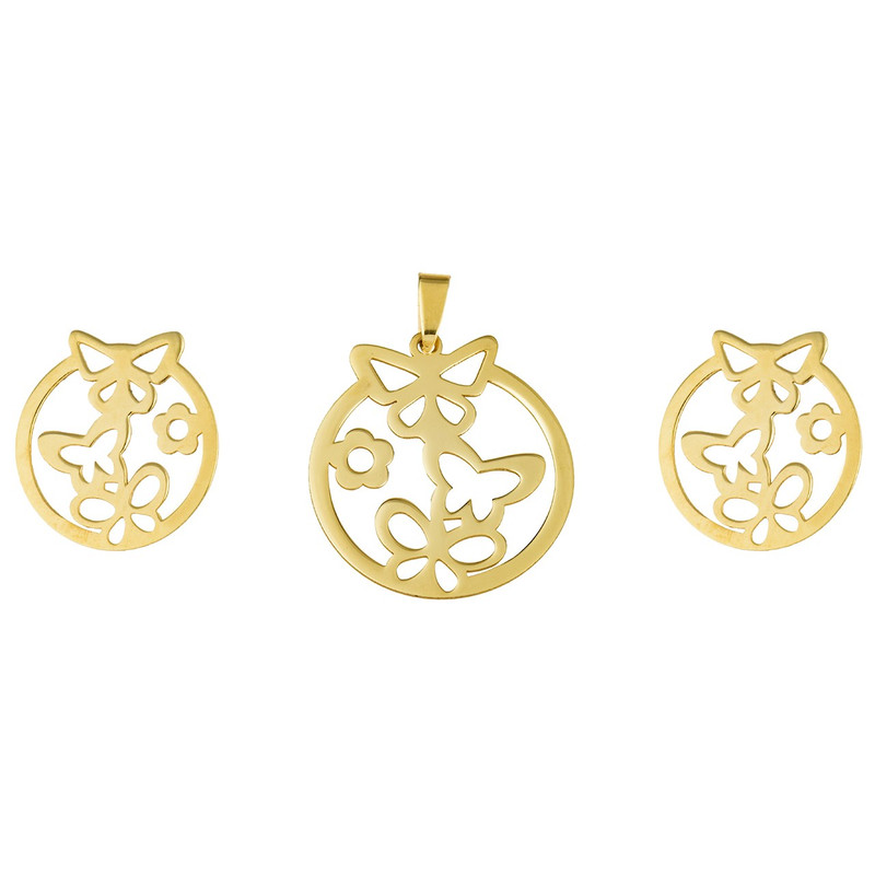 نیم ست طلا 18 عیار زنانه طرح پروانه کد SG570