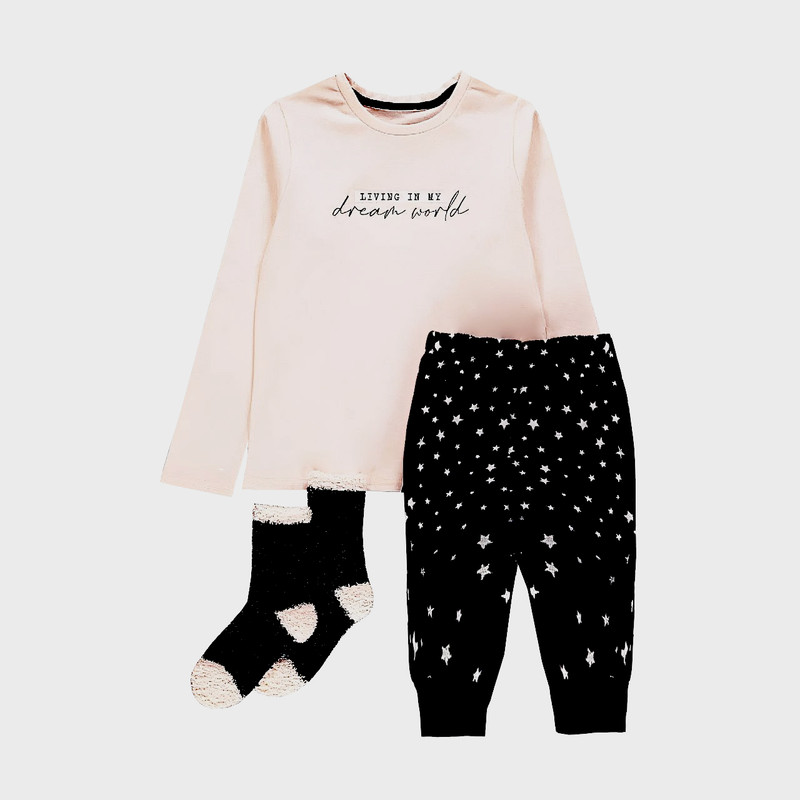 ست 3 تکه لباس دخترانه جورج مدل living in my dreem