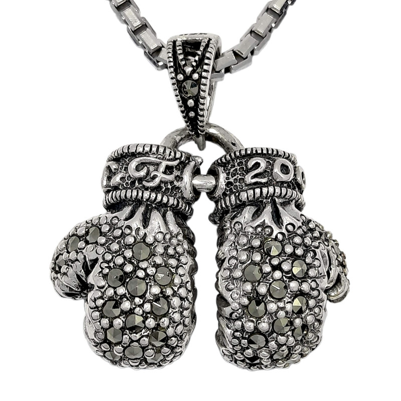 خرید و قیمت گردنبند نقره مردانه مدل دستکش بوکس