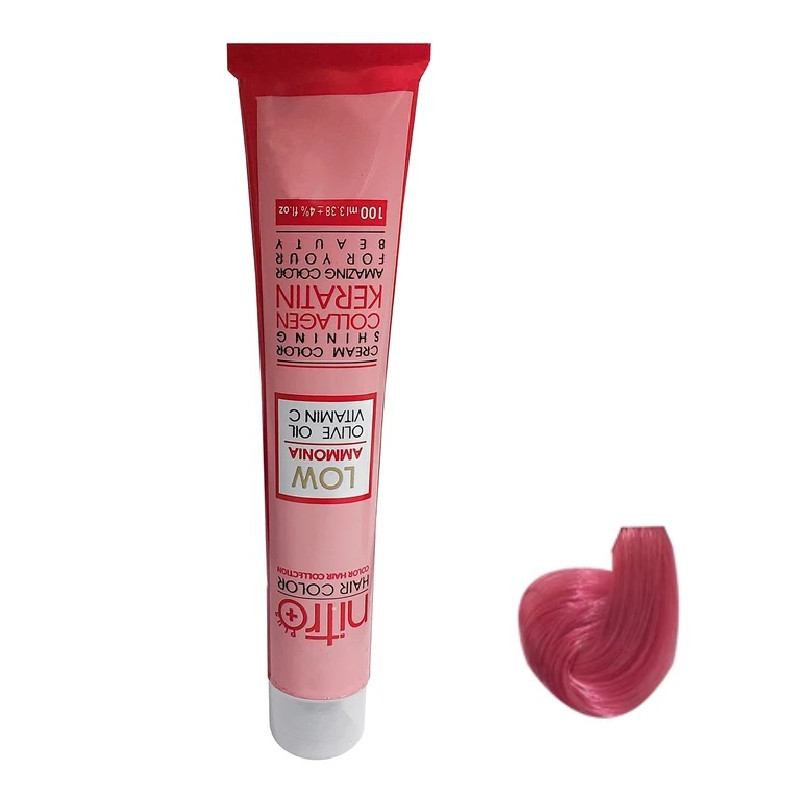 خرید و قیمت رنگ مو نیترو پلاس مدل Keratine شماره 607.11 حجم 100 میلی لیتر رنگ صورتی