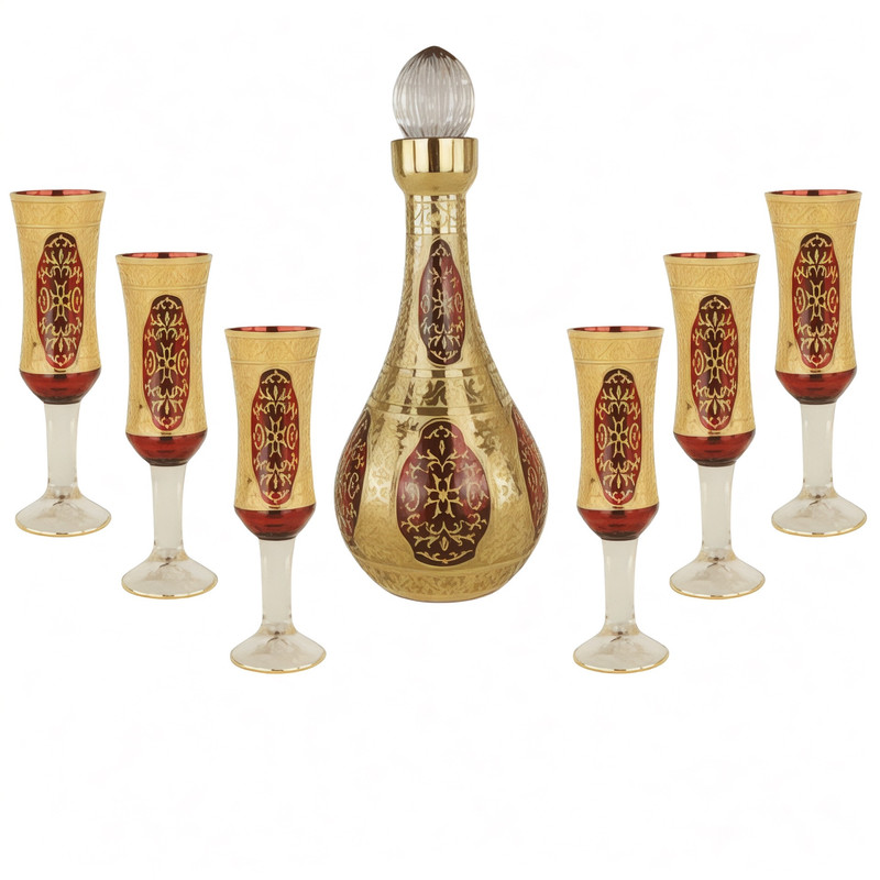 خرید و قیمت سرویس تنگ و لیوان ۷ پارچه مدل سلطان طرح طلاکوب