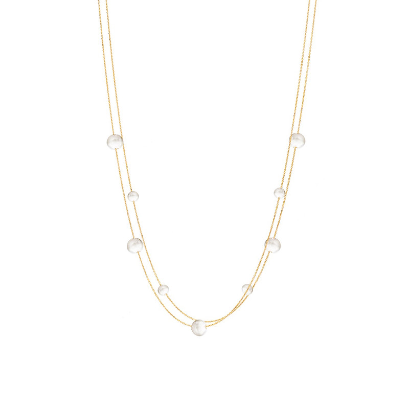 گردنبند طلا 18 عیار زنانه الی گالری مدل دو رج مروارید