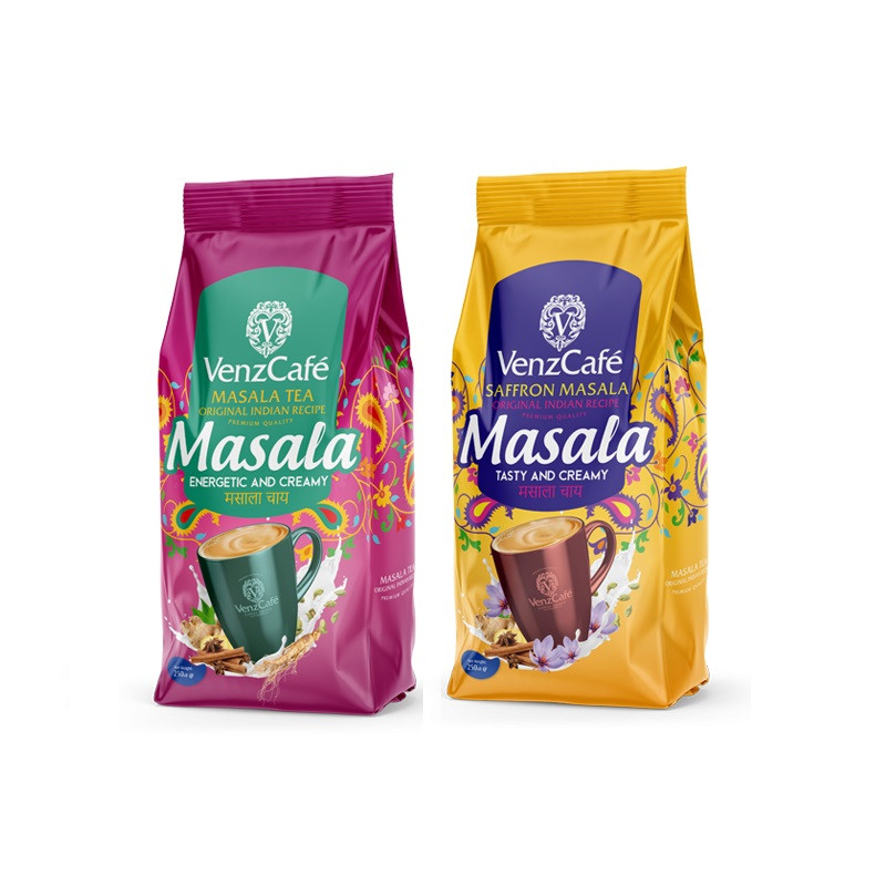 چای ماسالا کلاسیک و چای ماسالا زعفرانی ونزکافه - 250 گرم بسته 2 عددی