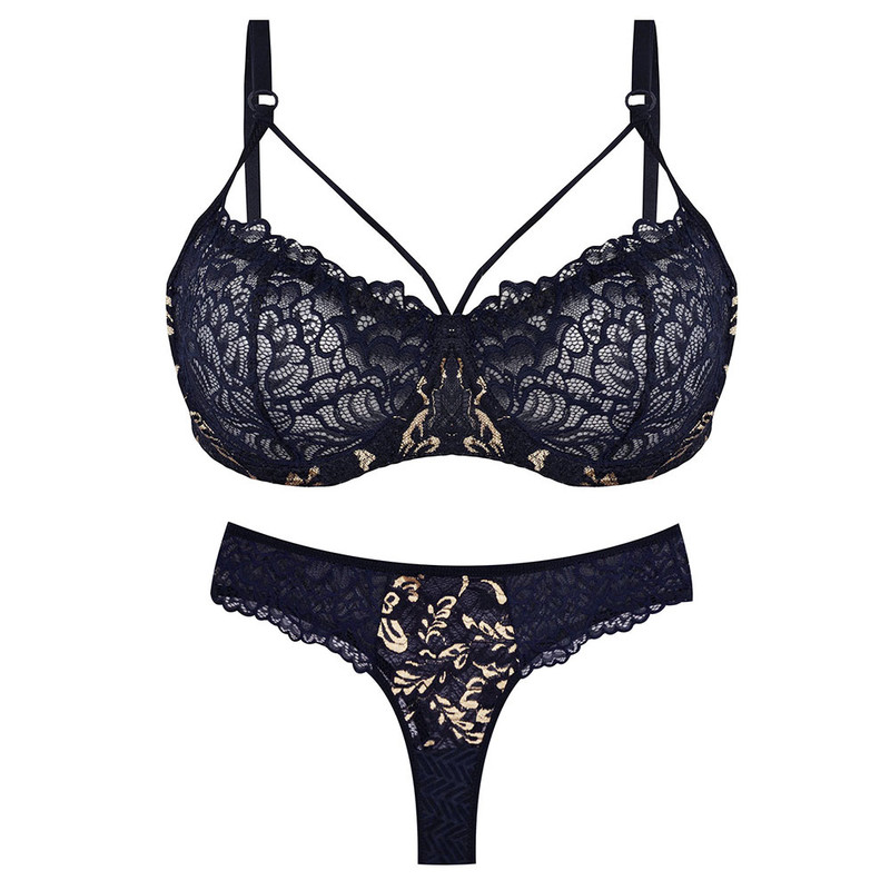 ست شورت و سوتین زنانه دکسونری مدل 125010514 فنر دار دانتل رنگ سرمه ای