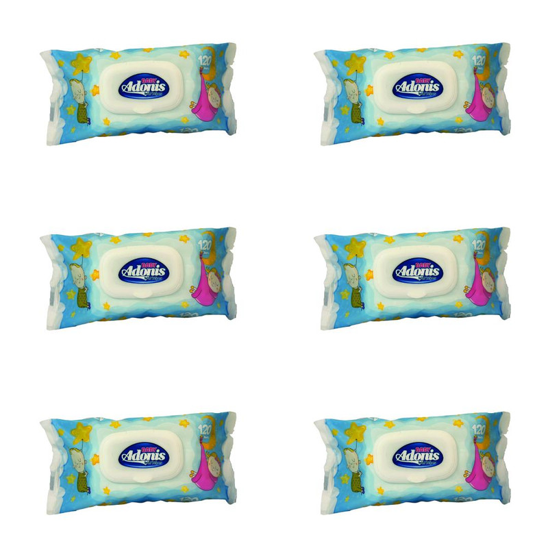 دستمال مرطوب کودک آدونیس مدل new شش بسته 120 عددی