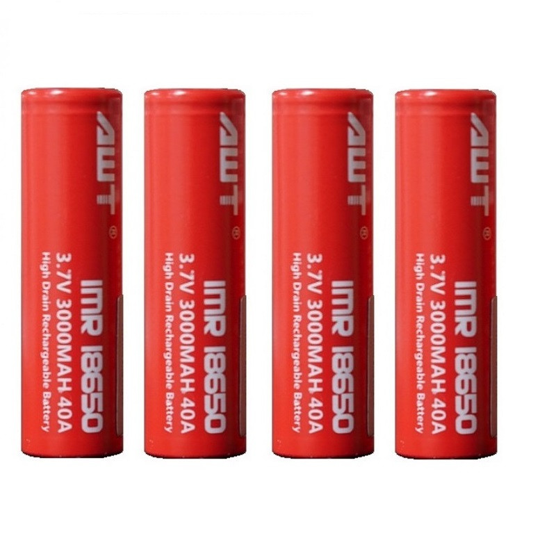 باتری لیتیوم یون قابل شارژ ای دبلیو تی کد IMR18650 ظرفیت 3000 میلی آمپرساعت بسته 4 عددی
