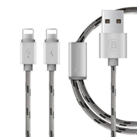 کابل تبدیل USB به لایتنینگ باسئوس مدل Dual-Cable طول 1.2 متر
