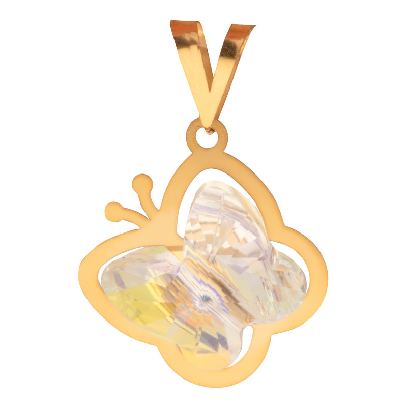 خرید و قیمت آویز گردنبند طلا 18 عیار زنانه ناریا مدل پروانه رنگ سفید